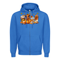 True Royal Fall Autumn cow pumpkin coffee cups Zipper Hoodie - RanaPortraitStore
