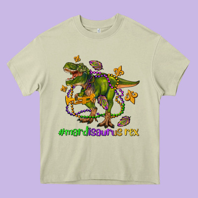 Mardi Saurus Rex Olivia Heavy Core Tee Designed By Oliviacreatesart