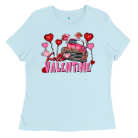 Baby Blue hello valentine valentine's day truck Ladies Tee - FaDigitalArtStudio