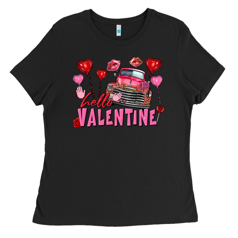 Hello Valentine Valentine's Day Truck Ladies Tee by FaDigitalArtStudio | Teevron