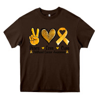Chocolate Brown peace love cure childhood cancer Heavy Core Tee - Jasminsmagicworld