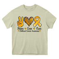 Mossy peace love cure childhood cancer Heavy Core Tee - Jasminsmagicworld