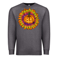 Charcoal Heather Halloween Sunflower Premium Sweatshirt - RanaPortraitStore