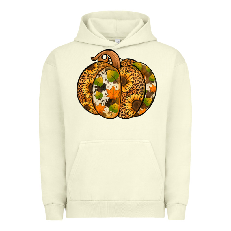 Leopard Cowhide Sunflower Pumpkin Urban Hoodie by Jasminsmagicworld | Teevron