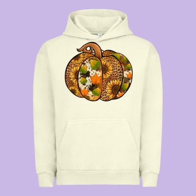 Leopard Cowhide Sunflower Pumpkin Urban Hoodie Designed By Jasminsmagicworld