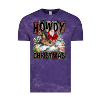 Cloud Purple Howdy Christmas Rodeo Santa Vintage Tee - FaDigitalArtStudio