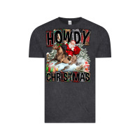 Vintage Black Howdy Christmas Rodeo Santa Vintage Tee - FaDigitalArtStudio