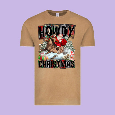 Howdy Christmas Rodeo Santa Vintage Tee Designed By Fadigitalartstudio