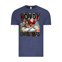 Vintage Denim Howdy Christmas Rodeo Santa Vintage Tee - FaDigitalArtStudio