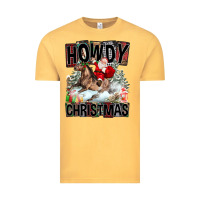 Vintage Mustard Howdy Christmas Rodeo Santa Vintage Tee - FaDigitalArtStudio