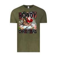 Vintage Olive Howdy Christmas Rodeo Santa Vintage Tee - FaDigitalArtStudio