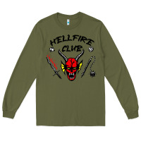Army Green hellfire club strangerthings Long Sleeve Tee - baoMotion