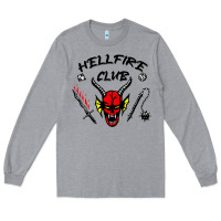 Heather Grey hellfire club strangerthings Long Sleeve Tee - baoMotion