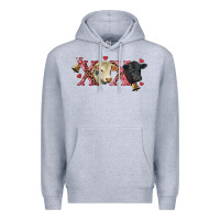 Heather Grey xoxo charolais and black angus Premium Hoodie - RanaPortraitStore