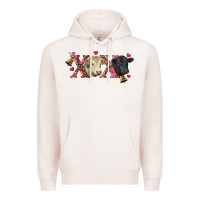 Pale Pink xoxo charolais and black angus Premium Hoodie - RanaPortraitStore