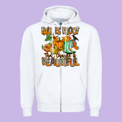 Fall Is Proof That Change Is Beautiful Zipper Hoodie Designed By Ranaportraitstore