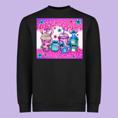 Stitch Coffee Cups Heavyweight Sweatshirt Designed By Jasminsmagicworld
