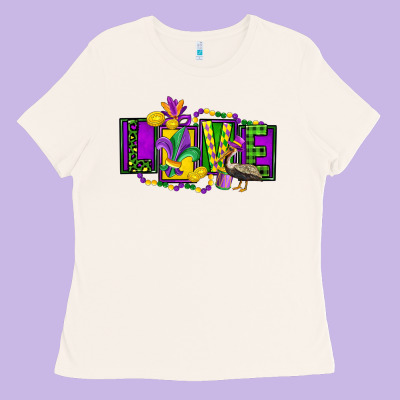 Mardi Gras Love Ladies Tee Designed By Fadigitalartstudio