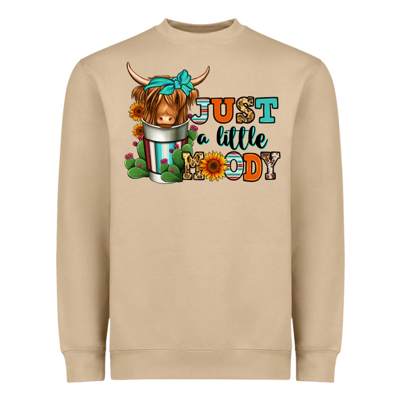 Just A Little Moody Coffee Cup Long Haired Cow Heavyweight Sweatshirt by Jasminsmagicworld | Teevron