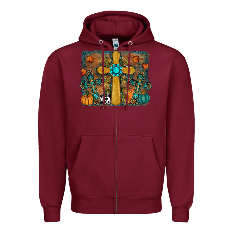 Fall Gemstone Cross Zipper Hoodie by RanaPortraitStore | Teevron