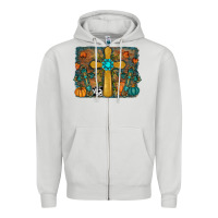 Dove Grey Fall Gemstone Cross Zipper Hoodie - RanaPortraitStore