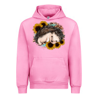 Fuchsia Pink sleeping hedgehog sunflower leopard Urban Hoodie - Jasminsmagicworld