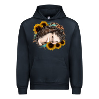 Navy sleeping hedgehog sunflower leopard Urban Hoodie - Jasminsmagicworld