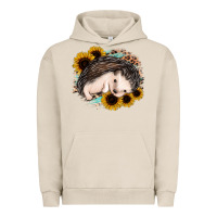 Pigment French Oak sleeping hedgehog sunflower leopard Urban Hoodie - Jasminsmagicworld