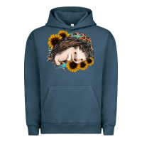 Pigment Midnight Navy sleeping hedgehog sunflower leopard Urban Hoodie - Jasminsmagicworld