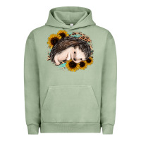 Pigment Oil Green sleeping hedgehog sunflower leopard Urban Hoodie - Jasminsmagicworld