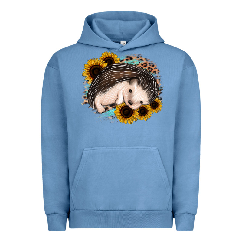 Sleeping Hedgehog Sunflower Leopard Urban Hoodie by Jasminsmagicworld | Teevron
