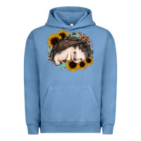 Pigment Pebble Blue sleeping hedgehog sunflower leopard Urban Hoodie - Jasminsmagicworld