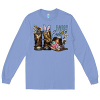 Colony Blue Happy Easter Long Sleeve Tee - CowhideDigitalArt