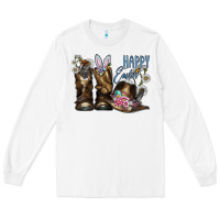 White Happy Easter Long Sleeve Tee - CowhideDigitalArt