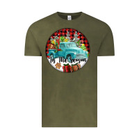 Vintage Olive Tis The Season Truck Vintage Tee - FaDigitalArtStudio