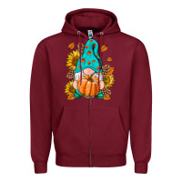 Burgundy Fall Gnome Zipper Hoodie - RanaPortraitStore