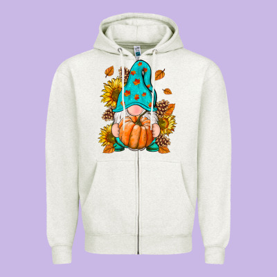 Fall Gnome Zipper Hoodie Designed By Ranaportraitstore