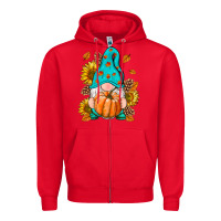 Red Fall Gnome Zipper Hoodie - RanaPortraitStore