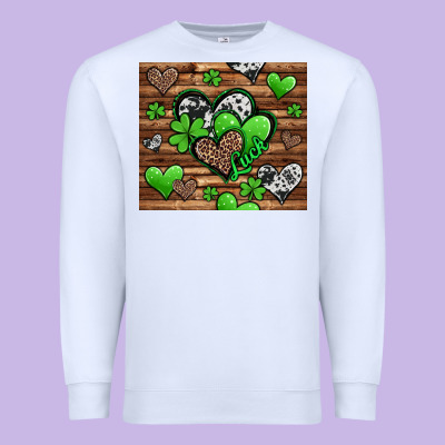 St Patricks Day Hearts Premium Sweatshirt Designed By Jasminsmagicworld
