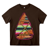 Chocolate Brown serape tooled leather arrowhead Heavy Core Tee - Jasminsmagicworld