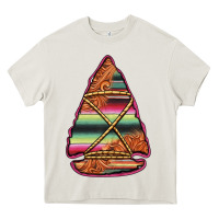 Cream serape tooled leather arrowhead Heavy Core Tee - Jasminsmagicworld