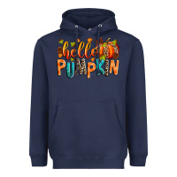 Navy Hello pumpkin Heavyweight Hoodie - RanaPortraitStore