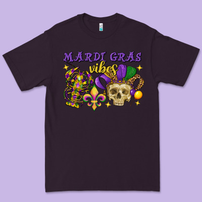 Mardi Gras Vibes Skull Premium Tee Designed By Fadigitalartstudio