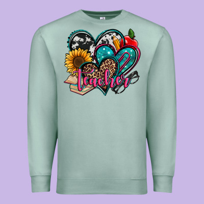 Teacher Hearts Premium Sweatshirt Designed By Jasminsmagicworld