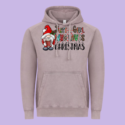 Just A Girk Who Loves Christmas Vintage Hoodie Designed By Cowhidedigitalart