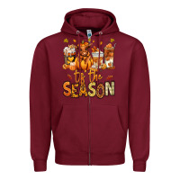 Burgundy Tis' the season Fall Heifer coffee cups Zipper Hoodie - RanaPortraitStore