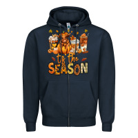 Navy Tis' the season Fall Heifer coffee cups Zipper Hoodie - RanaPortraitStore