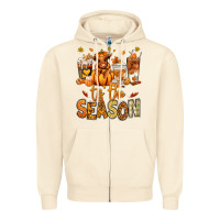 Sandshell Tis' the season Fall Heifer coffee cups Zipper Hoodie - RanaPortraitStore