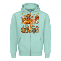 Seafoam Tis' the season Fall Heifer coffee cups Zipper Hoodie - RanaPortraitStore