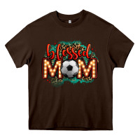 Chocolate Brown blessed soccer mom lightbulb letters Heavy Core Tee - OliviaCreatesArt